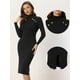 thumbnail image 2 of Vestido de Punto con Cuello Alto para Mujer Vestido Elegante de Invierno de Manga Larga para Mujer Negro L, 2 of 6