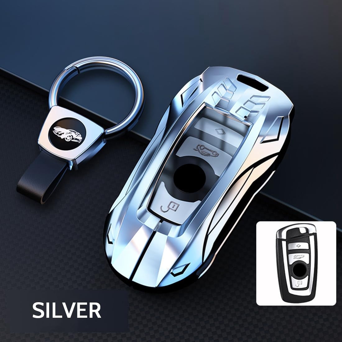 Key Cover Case, Zinc Alloy Key Fob Shell Compatible for BMW X1 X3 X4 X5 X6 1 2 4 5 6 7 M3 M5 M6 GT3 GT5 G30
