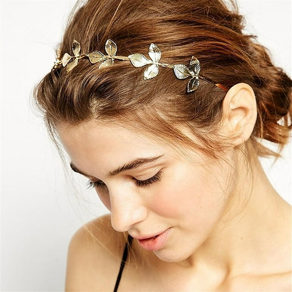 WHAMVOX Golden Alloy Headband for Hair Use Lightweight and Durable with Exquisite Design 7pcs Leaves