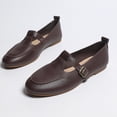 thumbnail image 4 of Bkhluea Women Leather T-Strap Buckle Loafer Flats Comfortable Footwear For Office Casual Outdoor Daily Activities, 4 of 7