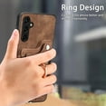 thumbnail image 4 of Nalacover For Samsung A34 5G Case Ring Holder Kickstand with Credit Card Holder, Back Flip Premium Leather Magnetic Clasp Removable Wirst Hand Strap Cover for Samsung Galaxy A34 5G, Brown, 4 of 15