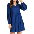 thumbnail image 5 of Miss Lavish London V Neck Dress With Long Sleeves Casual Long Sleeve Dress for Women Navy-2XL, 5 of 7