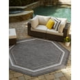 thumbnail image 3 of Unique Loom Outdoor Border Collection Area Rug - Soft Border (5' 3" Octagon Black/Ivory), 3 of 11