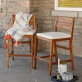 thumbnail image 2 of Walker Edison Modern Acacia Wood Patio Counter Stools, Set of 2, Brown, 2 of 11