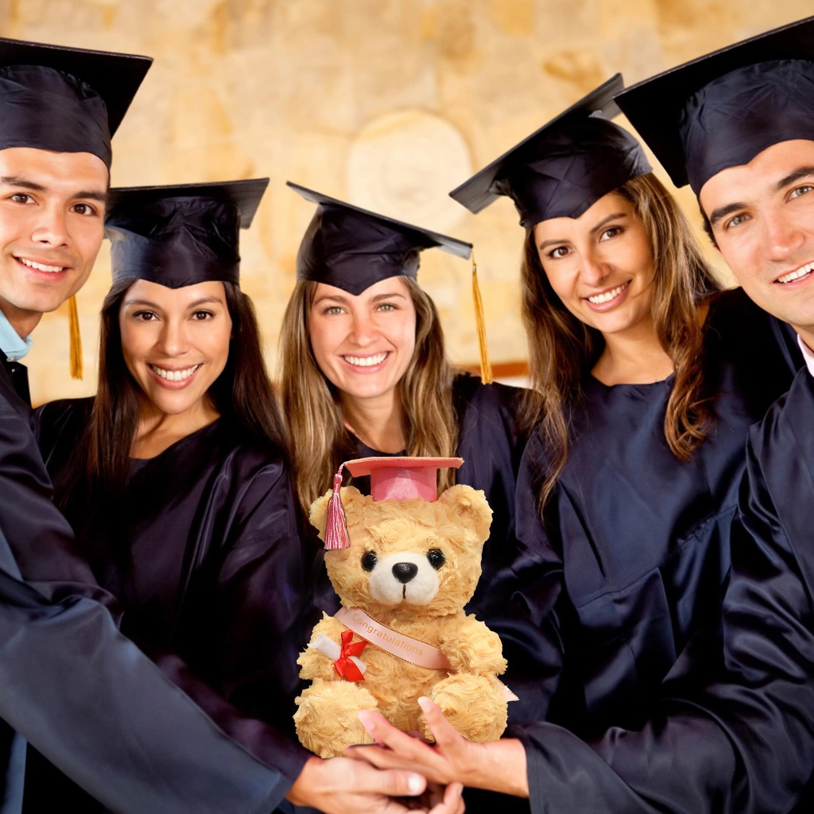 3 Packs Graduation Hat Plush Doll Soft Stuffed Toy with Cap Commemorative Souvenir Gift for Graduates Home Decor Party Decoration 7.1 Inch