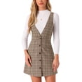 thumbnail image 1 of INSPIRAR CHIC Vestido Tirantes Sin Mangas Pinafore Houndstooth L Brown Check, 1 of 6