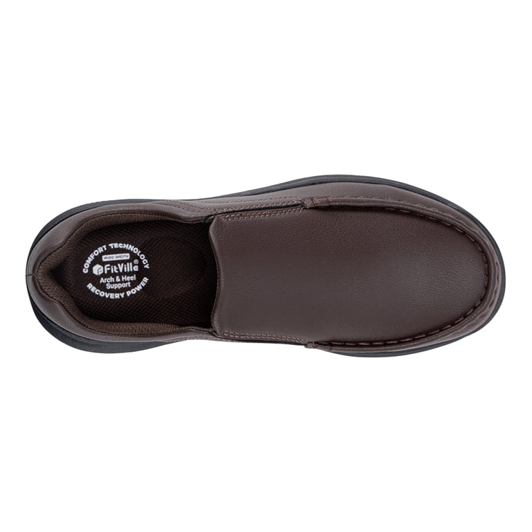 FitVille Mens Wide Dress Shoes Leather Loafers Business  display picture 1