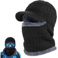 thumbnail image 1 of Winter Fullguard Beanie Full Coverage with Mask & Earflaps for Men Outdoor Fleece Hat Set Red (Black), 1 of 7