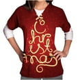 thumbnail image 2 of TIMIFIS Hauts de Noël Rouges pour Femmes, Costume à Col en V, Manches Courtes, Uniforme d'Infirmière, Imprimé Arbre de Noël, Blouse Décontractée avec Poches - Automne/hiver, 2 of 5