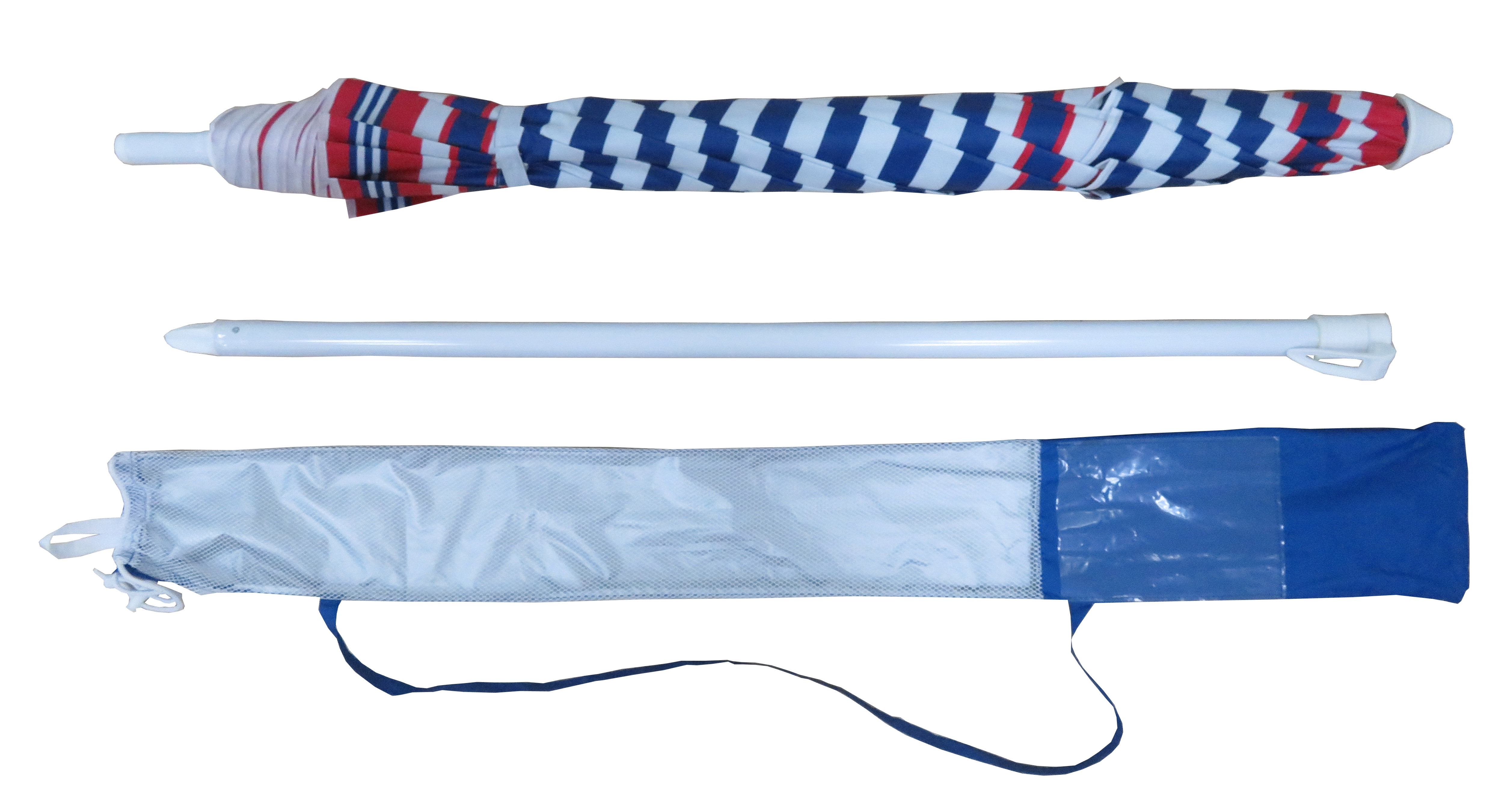 Mainstays 6.5' Red Blue White Stripe Octagon Beach Umbrella, Tilt
