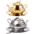 thumbnail image 4 of Filtro De Té En Forma De Tetera Infusor Suelto , Con Cadena , Bandeja De Goteo , Especias De Hierbas, 4 of 4