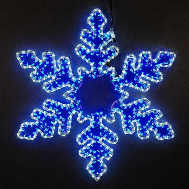 Novelty Lights 60" Deluxe Christmas Snowflake Bi-Color LED Rope Light Sculpture, Pure White/Blue