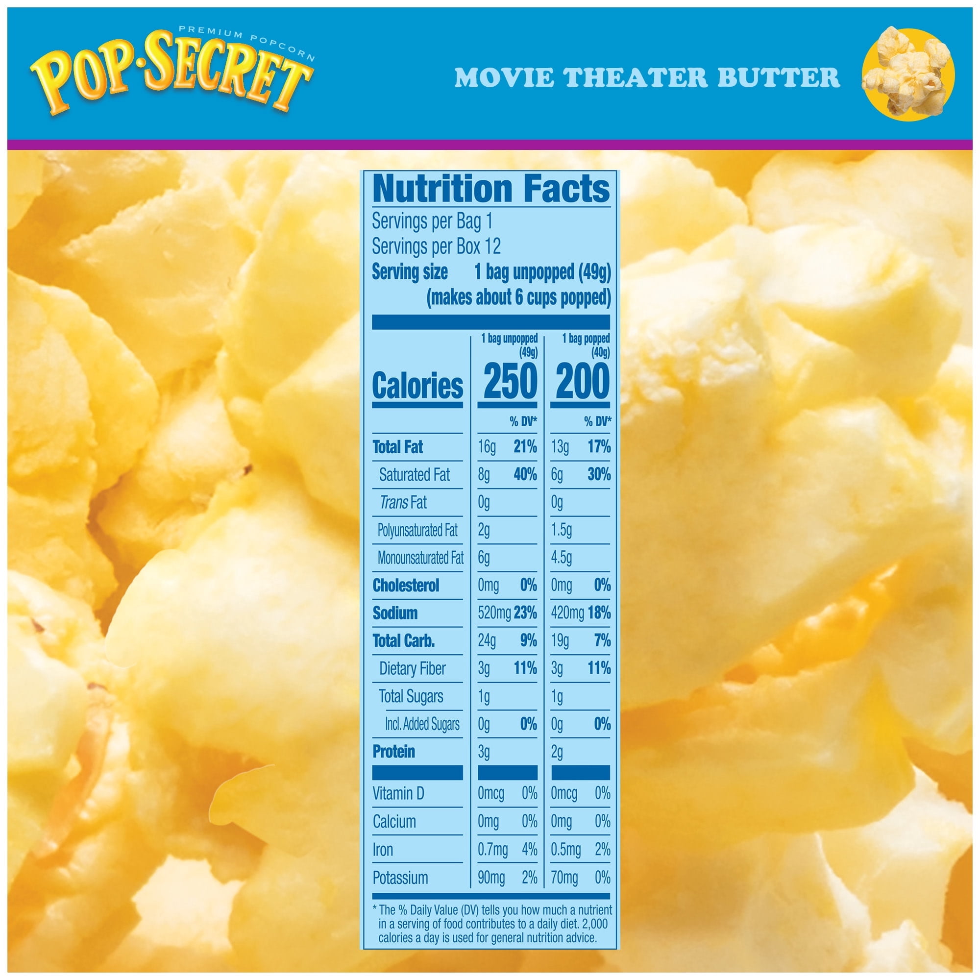 Pop Secret Microwave Popcorn, Movie Theater Butter Flavor, 1.75 oz Mini Bags, 12 Ct