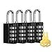 thumbnail image 3 of KeeKit Combination Padlock, 4 Digit Combination Lock with Keys, Resettable Waterproof Gate Lock for Locker, Gym, Fence, Case, School & Employee Locker, Toolbox – 4 Pack, 2 Keys, Black, 3 of 4