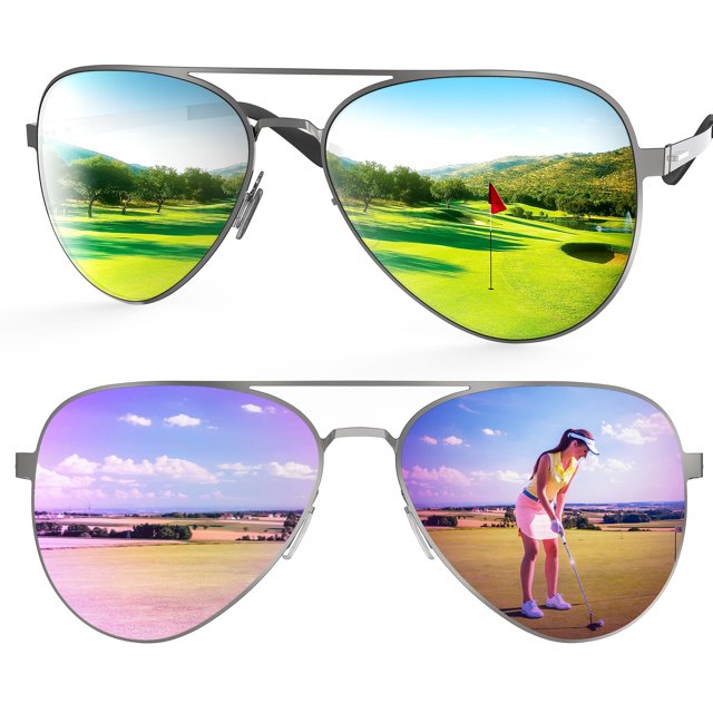 Gafas de Sol Xoxocos para Golf Aviador Polarizadas para Mujer Protección UV400 Lentes HD para Lectura en Césped Ligero para Conducción Deportiva Marco Metálico
