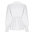 thumbnail image 3 of Lenpel Blouses for Women Ruffle Lantern Long Sleeve Cross Deep V Neck Pleated Tie Front Tunic Tops Dressy Casual Shirts(White,XX-Large), 3 of 6