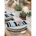 thumbnail image 5 of Navy Blue Turquoise Striped Cloth Napkins Set of 8 Reusable Dinner Napkins, Gradient Horizontal Lines Cocktail Napkin Washable Table Napkins for Wedding/Holiday Party/Baby Shower 20"x20", 5 of 7