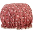 thumbnail image 1 of Bonnets de Bain à Fleurs en Coton Imperméables avec Bande Élastique Bonnet de Douche pour Femme Fille Protection des Cheveux de Douche (Rouge Violacé), 1 of 8