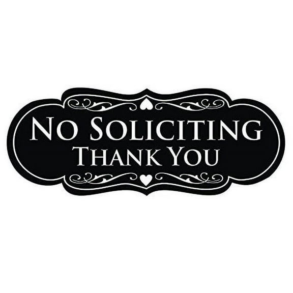All Quality Designer NO Soliciting Thank You Sign - Black Medium