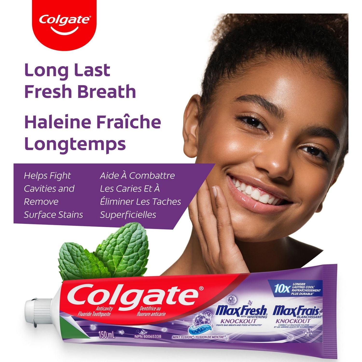 Dentifrice Colgate MaxFrais Knockout avec mini-pellicules fraîches, Menthe électrique 150 ml