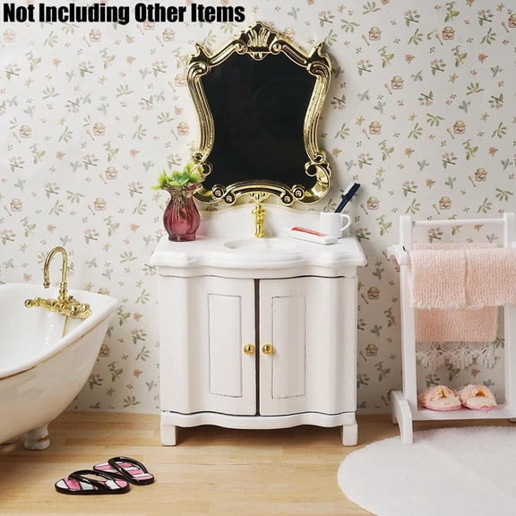 1/12 Dollhouse Miniature White Sink, Bathroom Furniture Model Accessories