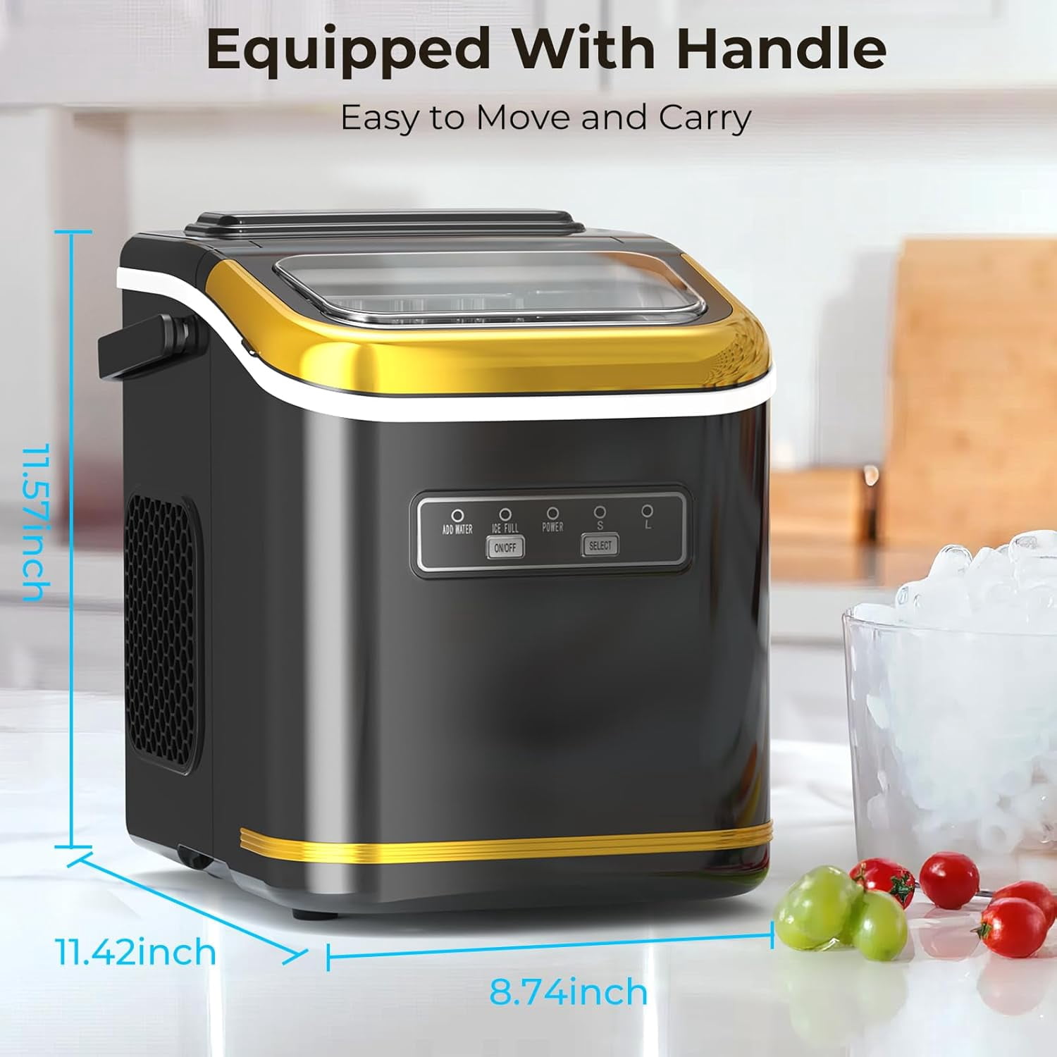Electactic Ice Maker Machine Countertop Portable Compact Small Bullet Ice Maker with Self Cleaning,9 Cubes in 6 Mins,26lbs in 24Hrs, for Camping Dorm Home Outdoor