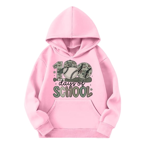 100 Days of School Hoodie for Kids Boys Girls - Letter Graphic Long Sleeve Preppy Back to School Sweatshirt