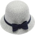 thumbnail image 4 of CoCopeaunts Elegant Adults Solid Bowler Hat Blue Bow Hatbands Bucket Hat for Women Girls Autumn Winter Party Wedding Fedora Hats, 4 of 8