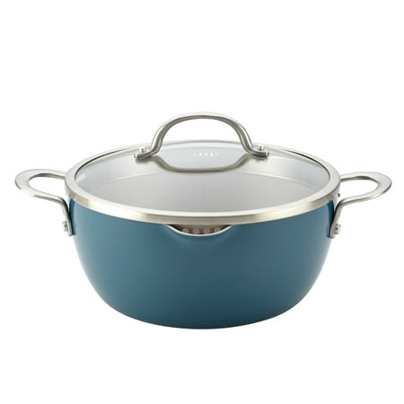 Ayesha Curry Home Collection Porcelain Enamel Nonstick Covered Straining Casserole, (Best Indian Curry Dishes)