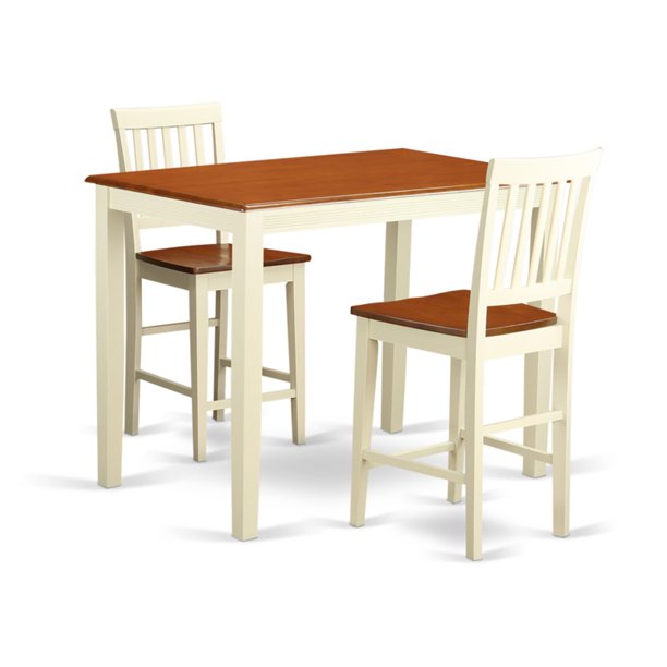 East West Furniture Yarmouth 3 Piece Slat Back Dining Table Set