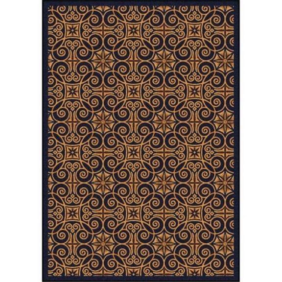 Any Day Matinee Antique Scroll Rectangle Theater Area Rugs  04 Navy - 3 ft. 10 in. x 5 ft. 4 in.