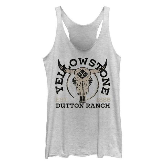 Women's Yellowstone Cow Skull Dutton Ranch Est. 1886 Racerback Tank Top