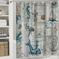 thumbnail image 6 of Orinice Nautical Coastal Shower Curtain Vintage Sailboat Compass Lighthouse Anchor Ocean Beach Seahorse Seashell Starfish Coral Bathroom Decor Fabric Curtains with Hook 36x72, 6 of 7