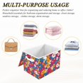 thumbnail image 6 of Yayeee Collapsible Storage Bin with Lid Fabric Closet Decorative Basket with Handles, Red Whimsical Floral, 6 of 7