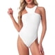 thumbnail image 1 of INSPIRAR CHIC Body sin Mangas para Mujeres Top de Cuello Halter Asimétrico L Blanco, 1 of 6