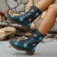 thumbnail image 6 of Wowcloth Women's Fashion Casual Winter Ankle Boots - Solid Color Floral Embroidery Round Toe with Front Lace-Up & Side Zipper Low Heel Design for Stylish Everyday Winter Footwear, 6 of 7