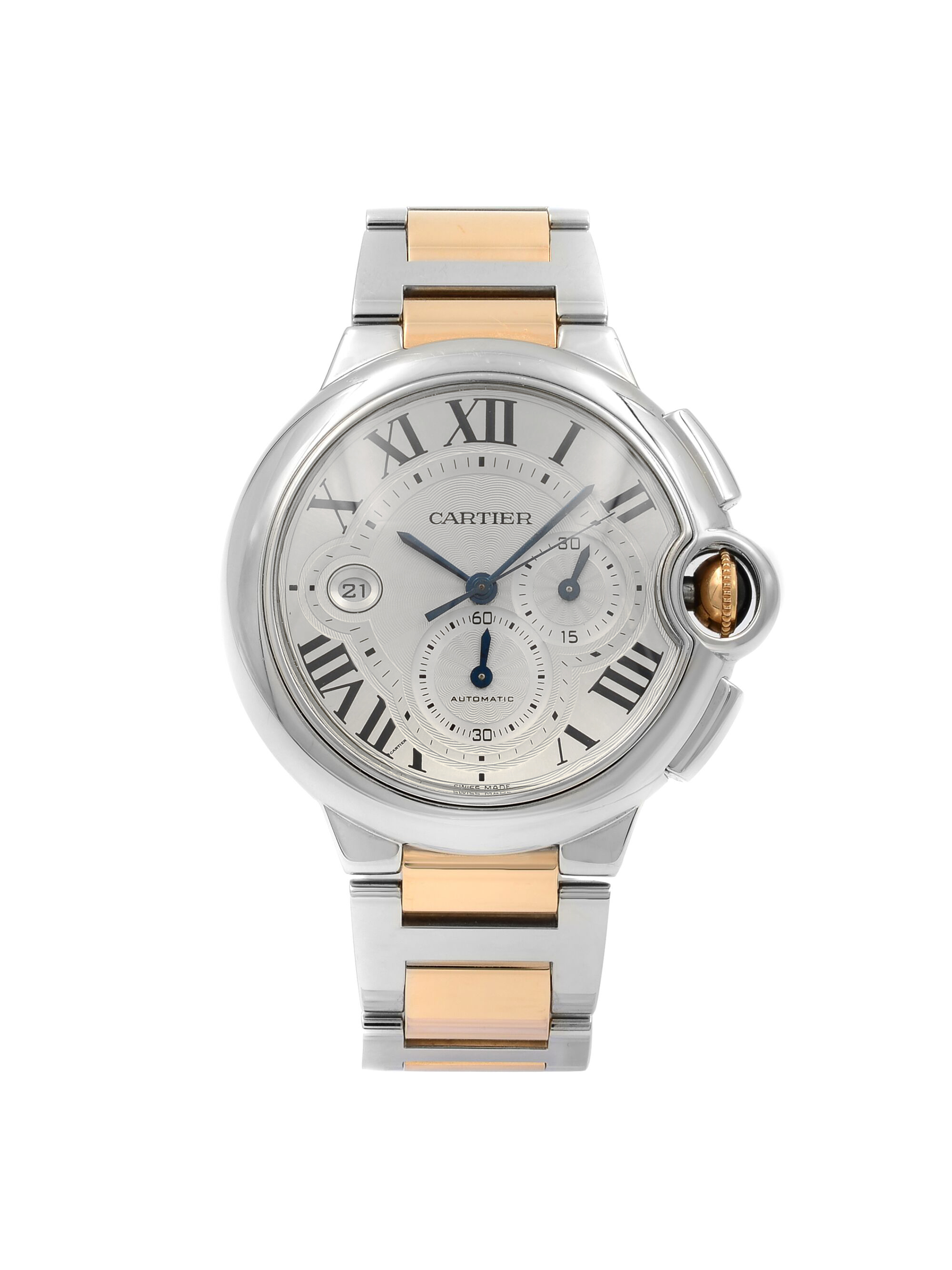 Cartier Ballon Bleu 44mm 18K Rose Gold Silver Dial Automatic Mens Watch  W6920063 - Walmart.com