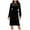 Womens Velvet Dress Black, variant on Retro Velvet Dress for Women Long Sleeve Bodycon Tie Front Crew Neck Wrap Flared Midi Dress