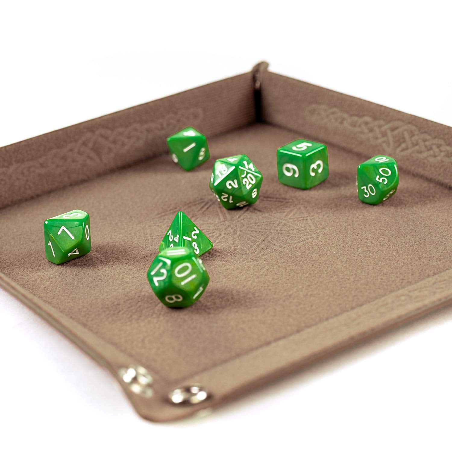Tabletop Games,Storage AIBILI Glowing Spiral Shine Round Of Line Leather Folding Dice Holder Rolling Tray with Snaps for DnD