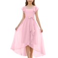 thumbnail image 2 of EnJoCho Girls Chiffon Junior Bridesmaid Dress Square Neck Flutter Sleeves High Low Formal Party Flower Girl Wedding Holiday Dance Pageant Evening Gown, 2 of 7