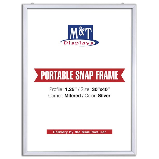 M T Displays Portable Snap Frame Poster Size 1 25 With White Backing And Anti Glare Pet Cover 30x40 Silver Walmart Com Walmart Com