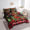 thumbnail image 3 of Manfei Chic Cardinal Bird Bedding Comforter Set 7 Pieces, Merry Christmas King Bedding Sets, Xmas Red Checkered Bed Sheets, Breathable Home Decor, 3 of 8