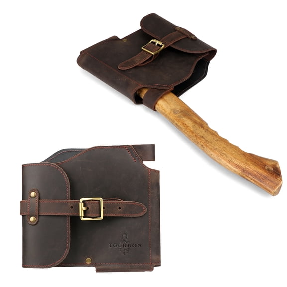 Tourbon Leather Hatchet Sheath Axe Protective Cover with Dual Belt Slots