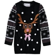 Derek Heart Girls 7-16 Reindeer Sweater (Black 7/8)
