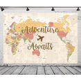 thumbnail image 3 of Fondo de aventura te espera Mapa del mundo retro La aventura comienza Viajes por el mundo Aviones Fondo de aventura te espera Fondo de cumpleaños Decoración de fiesta de baby shower Banner Accesorios, 3 of 4