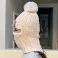 thumbnail image 6 of Bibifish Womens Cable Knit Balaclava Hat With Zipper & Pom Pom Soft Warm Windproof Hat Winter Outdoor Activities Practical Cozy Hats, 6 of 6