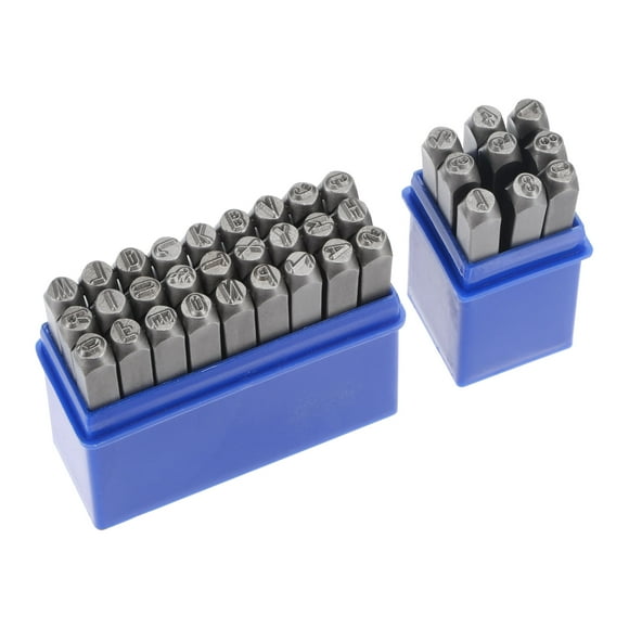 Unique Bargains Ensemble de Tampons Chiffres et Lettres 5/32 Pieds (4mm), Outil de Poinçonnage en Acier Allié A-Z & 0-9 pour Métal Plastique Bois Cuir