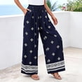 thumbnail image 6 of Tnhcen Women's Bohemian Print Drawstring Palazzo Pants, 100% Polyester Pre - Shrunk Bamboo Modal, Elastic Waist Beach Vacation Casual Wide Leg Trousers for Women S - 2XL, 6 of 8