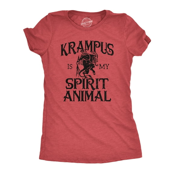 Womens Krampus Is My Spirit Animal T Shirt Funny Xmas Saint Nicholas Folklore Tee for Ladies Womens Graphic Tees
