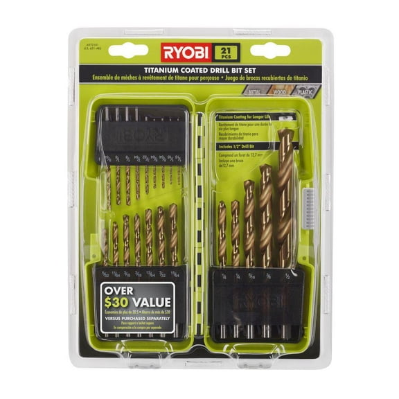 Ryobi Titanium Coated Drill Bit Set 21-Piece A972102